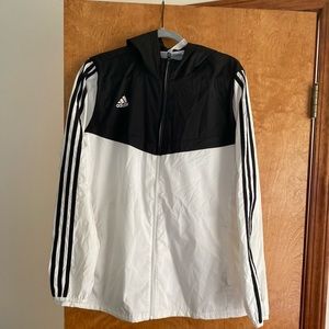 White and black Adudas windbreaker jacket